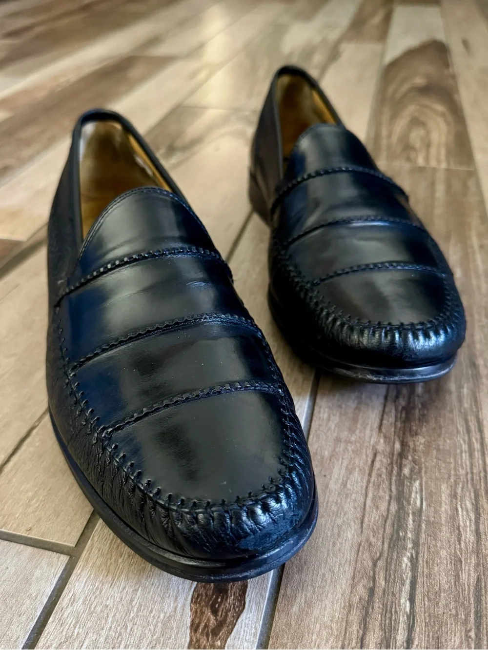 Mezlan SPYDER Black Leather Loafers, Luxury Slip-On Dress / Driving Moc sz. 12